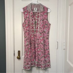 NWOT Sue Sartor Pink Floral Cotton Dress Size M